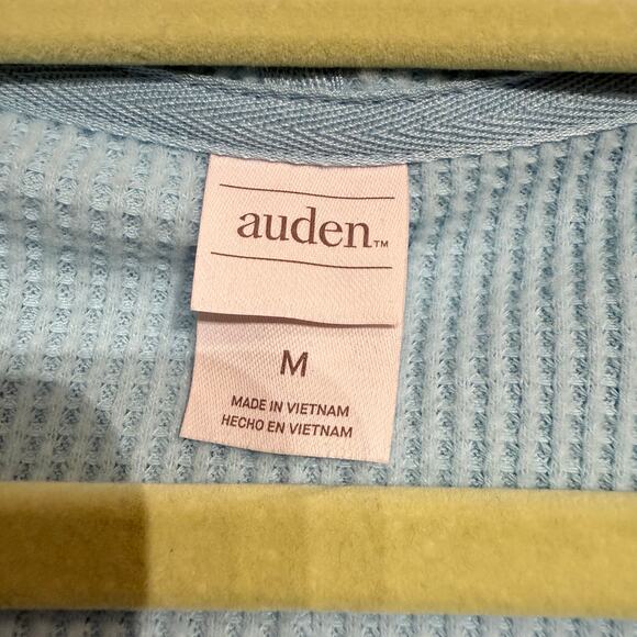 Auden Baby Blue Waffle Knit Front Zip Hooded Sweater Sz M - Picture 6 of 12